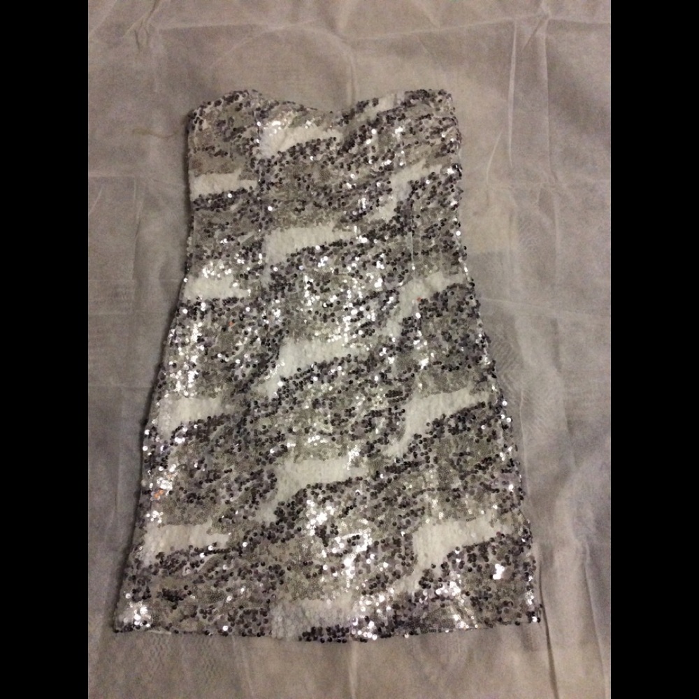 Silver and white dress